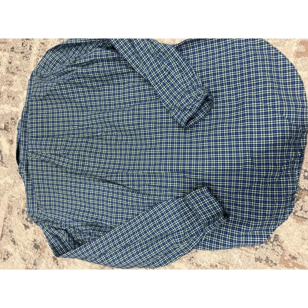 Ralph Lauren Polo Shirt Mens Medium Classic Fit Pony Long Sleeve Green BluePlaid